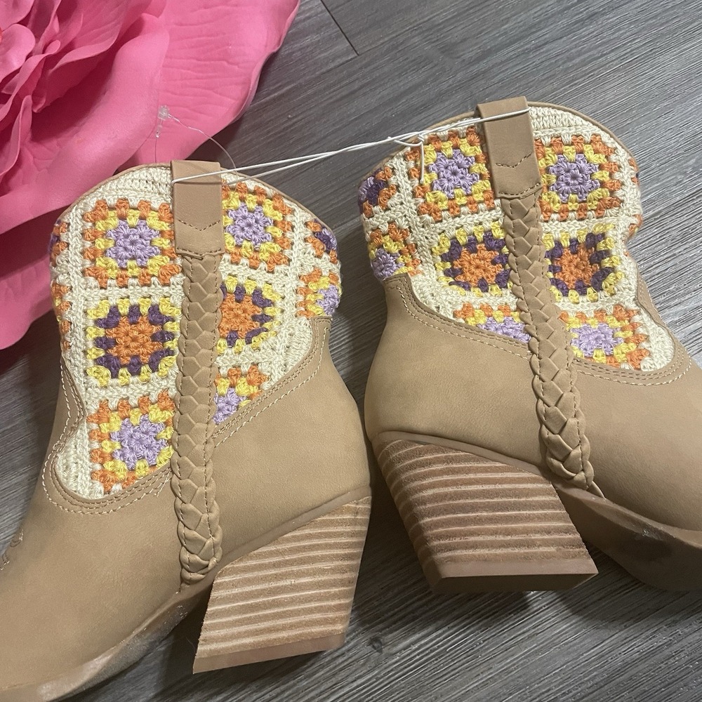 DV DOLCE VITA Kathryn Western Cowboy Boots Sz 6 Granny Square Crochet Boho *RARE - Picture 9 of 16